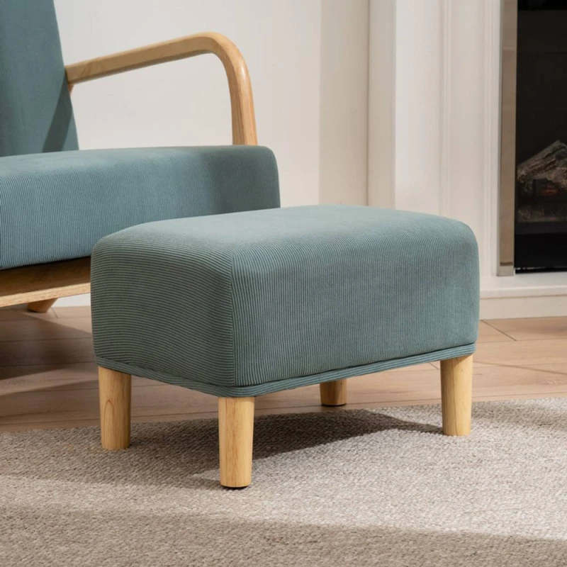 Image of SO'HOME Mid Century Corduroy Footstool Teal ONE SIZE