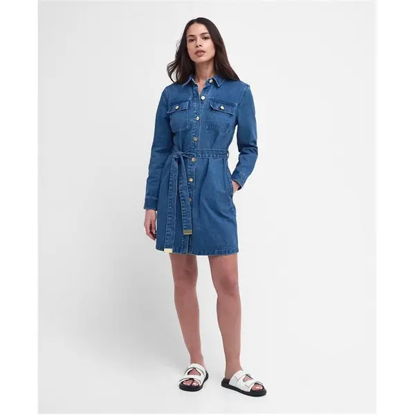 Image of Barbour International Rouse Denim Mini Dress - Blue 10