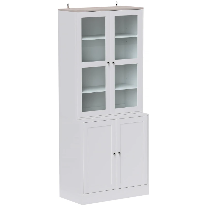 Image of HOMCOM Modern Bookcase Display Storage Cabinet w/ Doors Adjustable Shelves - White and Natural TJ Hughes 5061025099801