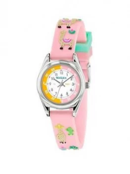Image of Tikkers Tikkers White Dial Pink Llama Print Strap Kids Watch