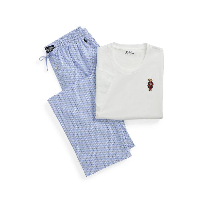 Image of Polo Ralph Lauren Mens Bear Long Sleeve Pyjama Set Stripe Bear male L