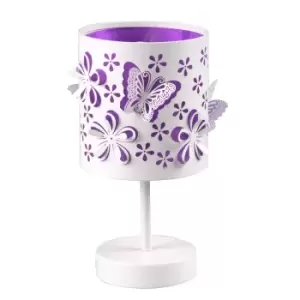 Image of Titilla Childrens Table Lamp With Round Shade, White, Purple
