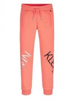 Image of Calvin Klein Jeans Girls Hero Logo Jogger - Coral