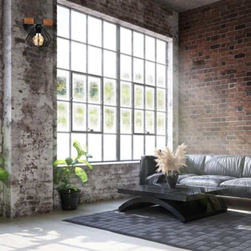 Image of Milagro Ulf Matt Black Natural Wood Hand Made Pendant Lamp Black unisex