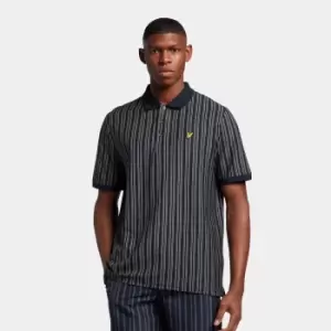 Image of Mens Pinstripe Polo - Dark Navy - M