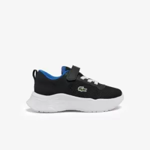 Image of Lacoste Infants' Court-Drive Textile Trainers Size 3 UK Kids Blk/blu