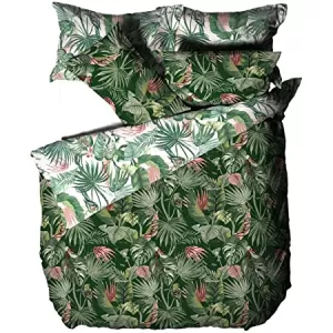 Image of Furn. Amazonia Jade Floral Reversible Duvet Cover and Pillowcase Set Jade (Green)