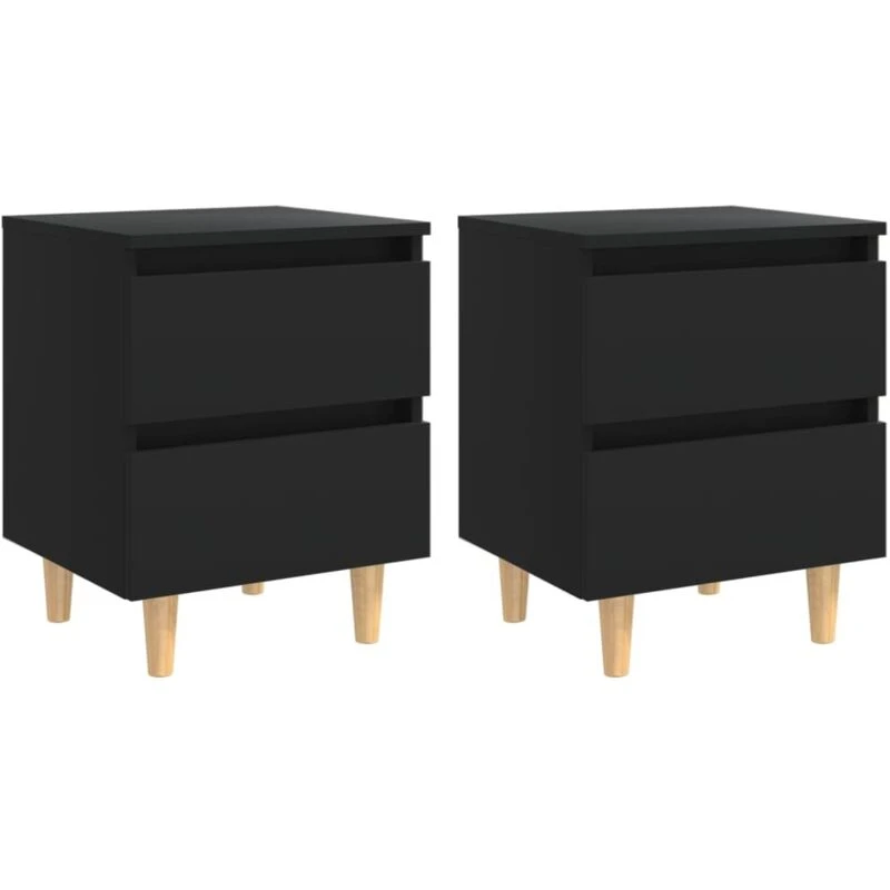 Image of VIDAXL Bed Cabinets with Solid Pinewood Legs 2 pcs Black 40x35x50cm Vidaxl 8720286356630