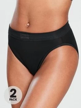 Image of Sloggi 2 Pack Double Comfort Tai Briefs, Black, Size 14, Women