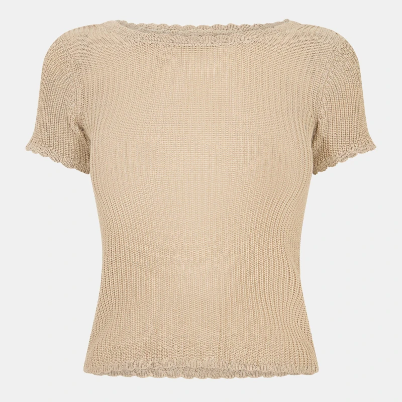 Image of Jack Wills Crochet Open Back Tee - Neutral Neutral 6