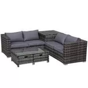 Image of Outsunny 4 Piece Rattan Sofa Set Grey - Garden & Outdoor