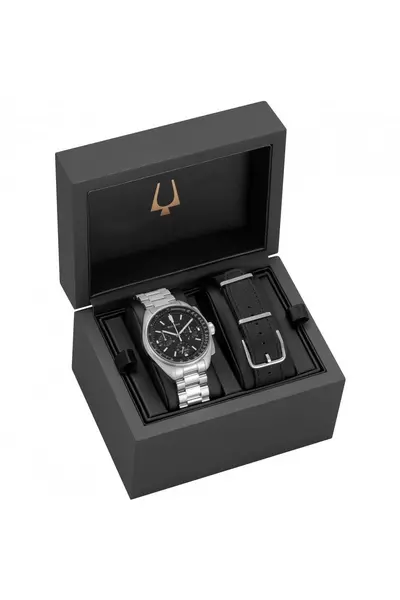 Image of Bulova Heritage Lunar Pilot Chronograph Set Stainless Steel Watch - 96K111 Black
