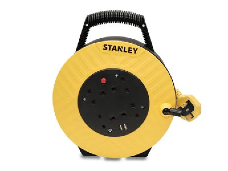 Image of Stanley 6 Socket Semi Enclosed Cable Extension Reel 240v and USB 7.5m SXECGJ2OHME
