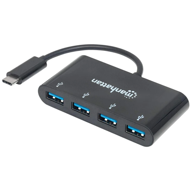 Image of Manhattan Manhattan USB-C Dock/Hub Ports (x4): USB-A (x4) 5 Gbps (USB 3.2 Gen1 aka USB 3.0) External Power Supply Not Needed Equivalent to HB30C4AB Ca