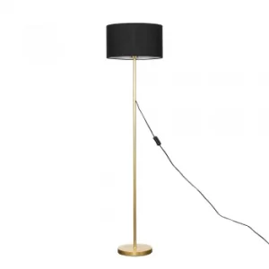 Image of Charlie Gold Floor Lamp with Large Black Reni Shade