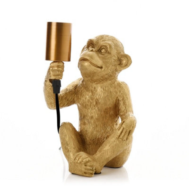 Image of Hestia Monkey with Bulb Light 25cm Metallic Gold