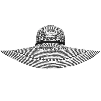Image of Biba Wide Aztec Straw Hat - Black/White