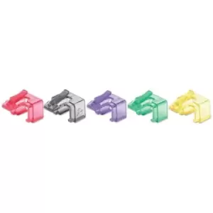 Image of Intellinet RJ45 Repair Clip For RJ45 modular plug Mixed Transparent Colours (Red Yellow Green Violet and Black) 50 pack
