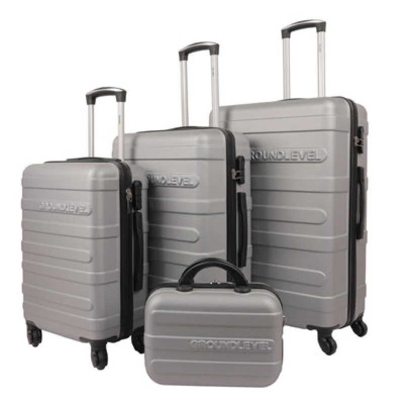 Image of Groundlevel 4 Piece Regency Hard Shell Luggage Set - Grey