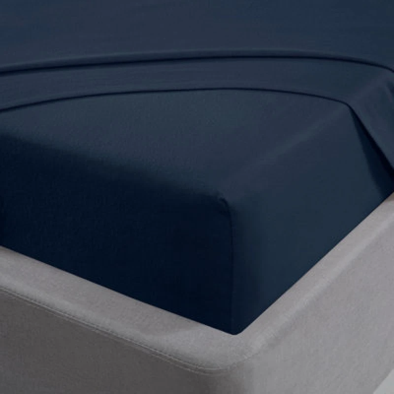 Image of Smart Living Smart Living 100% Brushed Cotton Flannelette Luxury 32cm Deep Fitted Sheet in Navy Size: Single Fitted Navy Single Fitted Unisex 503347