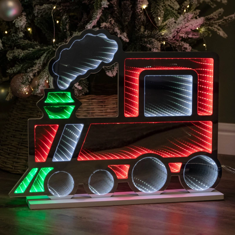 Image of 60cm Standing Christmas Train Infinity Decoration with Multi-Coloured LEDs