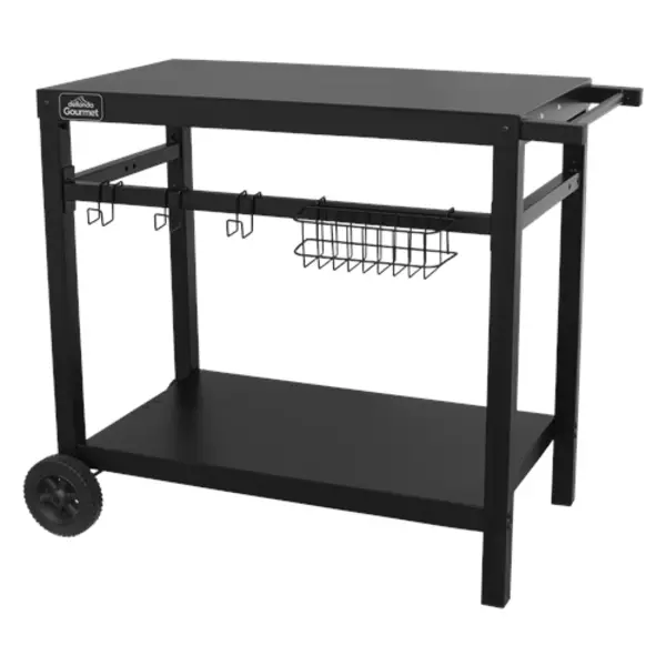 Image of Dellonda BBQ & Plancha Trolley for Outdoor Cooking with Utensil Holder, Black DG45