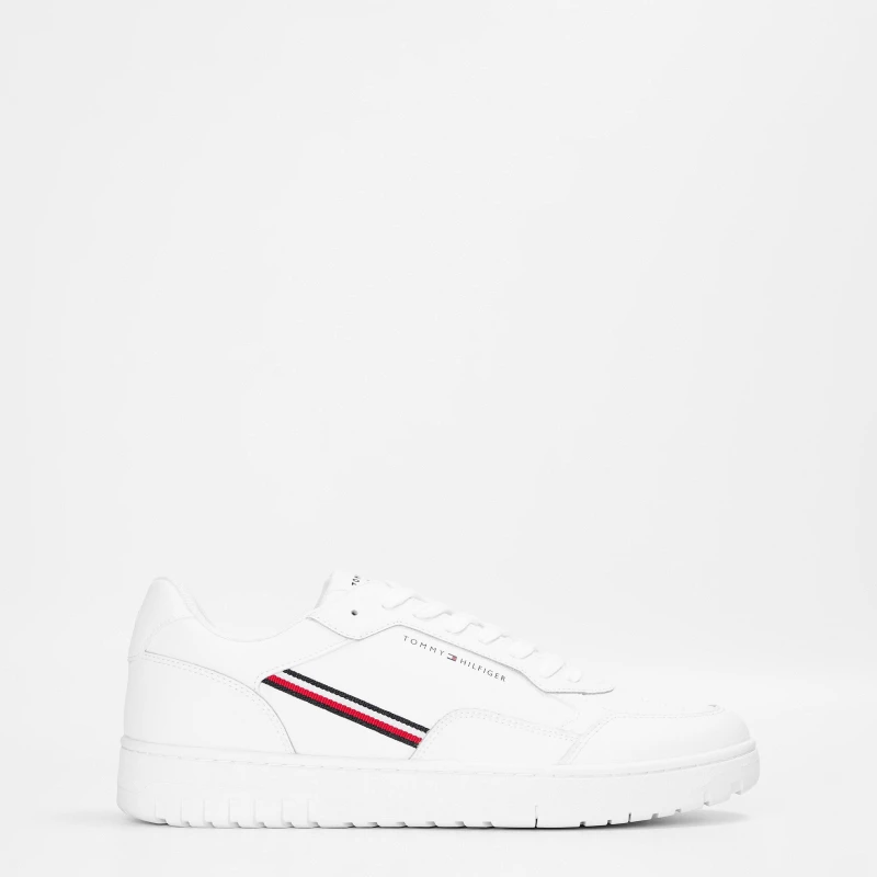 Image of Tommy Hilfiger Mens Basket Stripe Low-Top Trainers White male 7 (41)