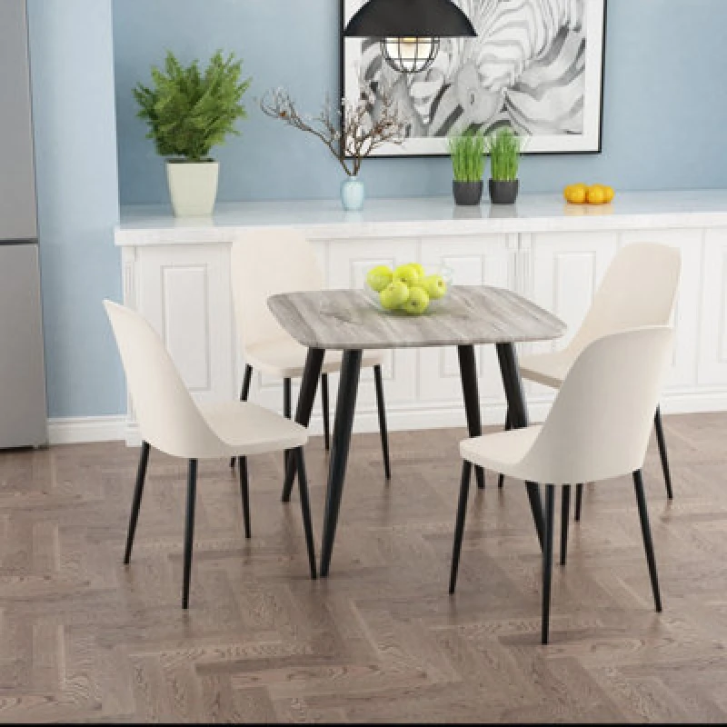 Image of Core Products Aspen Grey Oak Effect 80Cm Square Dining Table With 4 Calico Plastic Duo Design Chairs
