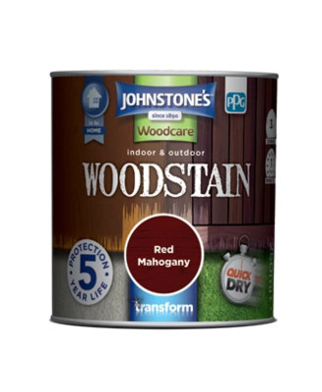 Image of Johnstone's Indoor & Outdoor Woodstain Red Mahogany - 250Ml