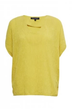 Image of French Connection Susui Seersucker Jersey Top Yellow