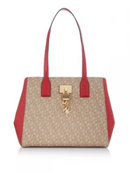 Image of DKNY Elissa logo large printed tote with charms Multi Coloured
