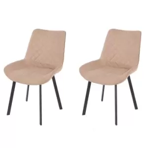 Image of Core Products Aspen Sand Fabric Upholstered Bucket Seat Dining Chairs With Black Metal Legs (Pair)