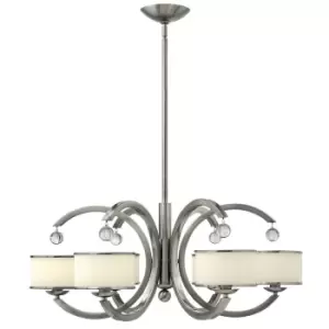 Image of Hinkley Monaco Pendant Multi Arm with Shade 6x E14 Light Brushed Nickel