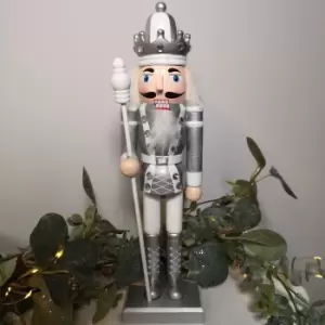 Image of 30cm Wooden Christmas Nutcracker Soldier Decoration with Silver Body and Shoes