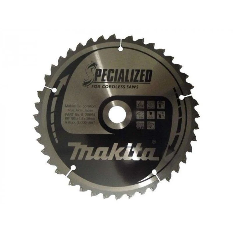 Image of Makita SPECIALIZED Cordless Circular Saw Blade for Wood Cutting B-33663 Diameter: 190mm
