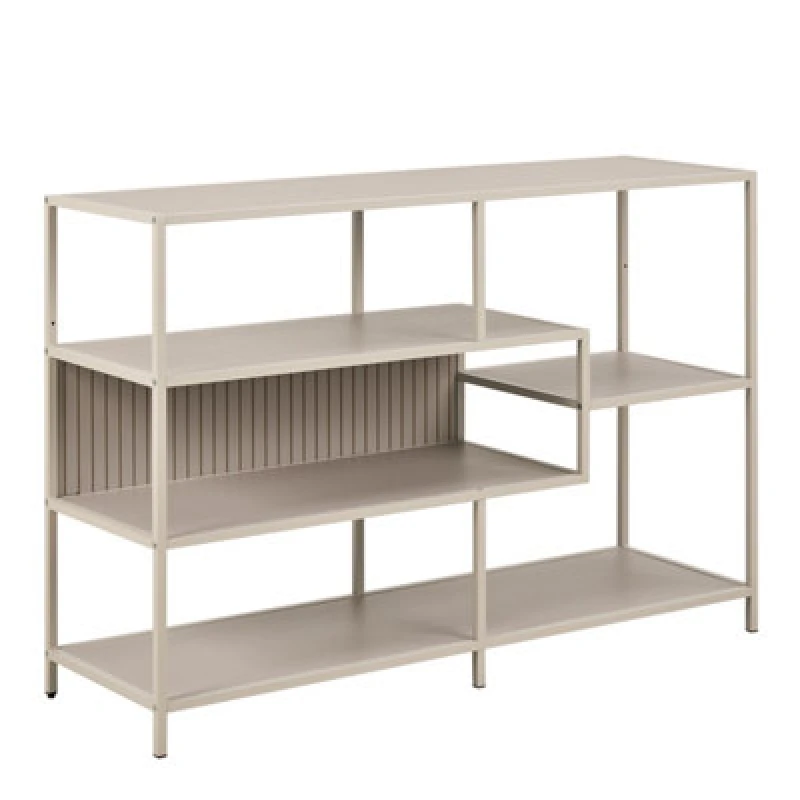 Image of Furniture To Go Seaford Wide Grey Steel Bookcase With 4 Grey Melamine Shelves