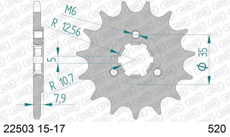 Image of AFAM Steel Standard Front Sprocket 22503 - 520, Size 80 mm