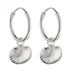 Image of Small Shell Charm Assembled Hoop Earrings E6000