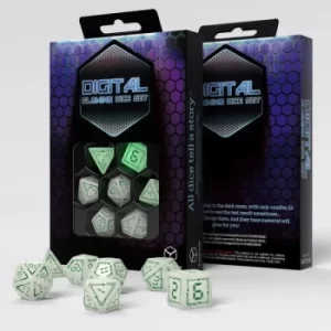 Image of Q-Workshop Digital Glowing Dice Set Radiant & Green