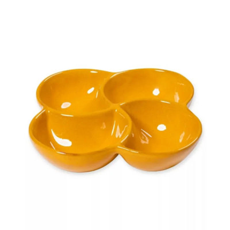 Image of Verano Spanish Ceramics Selena 4 Past Section Snack Dish Glazed Hand Dipped Kitchen Dining Dishware 25Cm (D) Orange