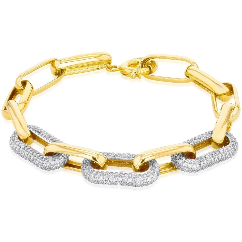 Image of Be You 9ct Gold CZ Paper link Bracelet Yellow Gold female 7.5in