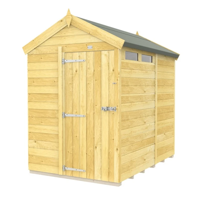 Image of Buttercup Farm 5 x 7 Feet Apex Security Shed - Single Door - L214 x W147 x H217cm in Brown Brown Unisex