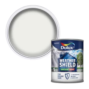 Image of Dulux Weathershield Exterior Quick Dry Pure Brilliant White Gloss Paint 750ml