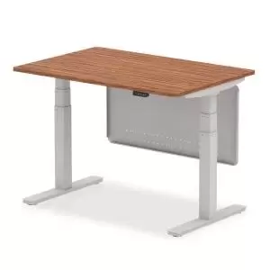 Image of Air 1200 x 800mm Height Adjustable Desk Walnut Top Silver Leg With