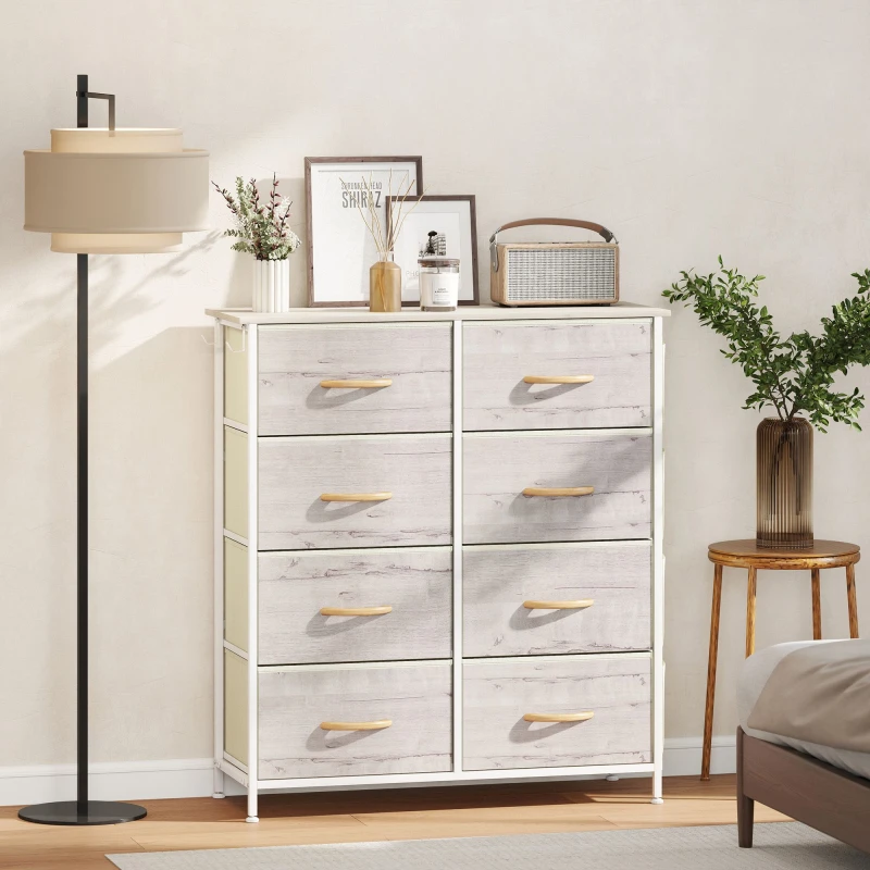 Image of HOMCOM HOMCOM Chest of Drawers with Fabric Drawers Dresser for Bedroom in Natural Size: large Natural L Unisex 5063603948952