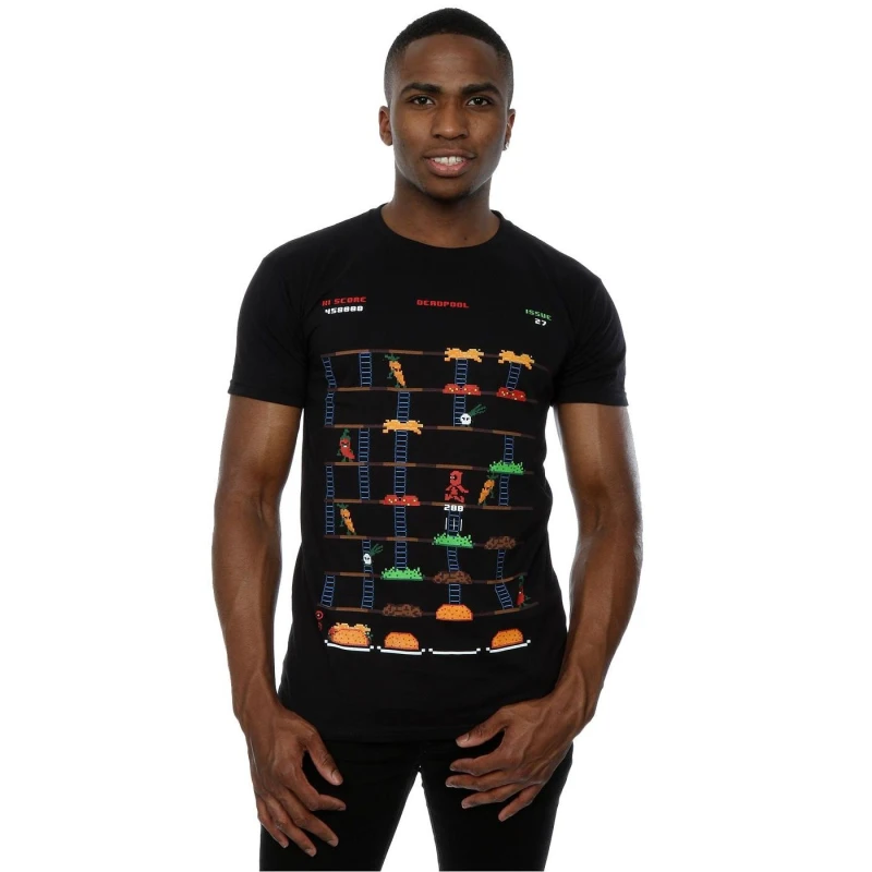 Image of Marvel Marvel Men Deadpool Retro Game T-Shirt in Black Size: Small Black S Male 5057068046254