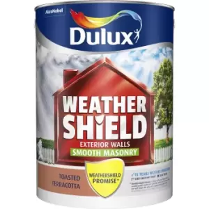 Image of Dulux Weathershield Exterior Walls Toasted Terracotta Smooth Masonry Paint 5L