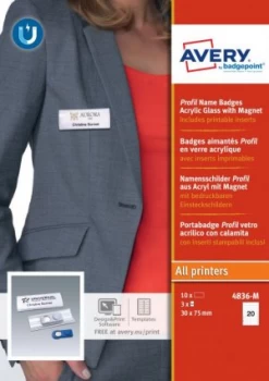 Image of Profil 30 Name Badge with Magnet Std 10 Badges 60 Labels