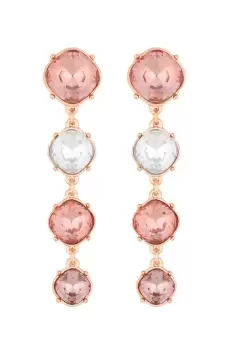 Image of Rose Gold Tonal Pink Rivoli Stone Linear Drop Earrings