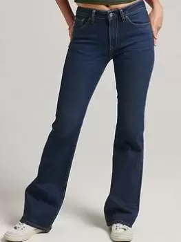 Image of Superdry Vintage Mid Rise Slim Flare - Blue Size 32, Inside Leg 30, Women